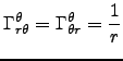$\displaystyle \Gamma^\theta_{r\theta}=\Gamma^\theta_{\theta r}=\frac{1}{r}$